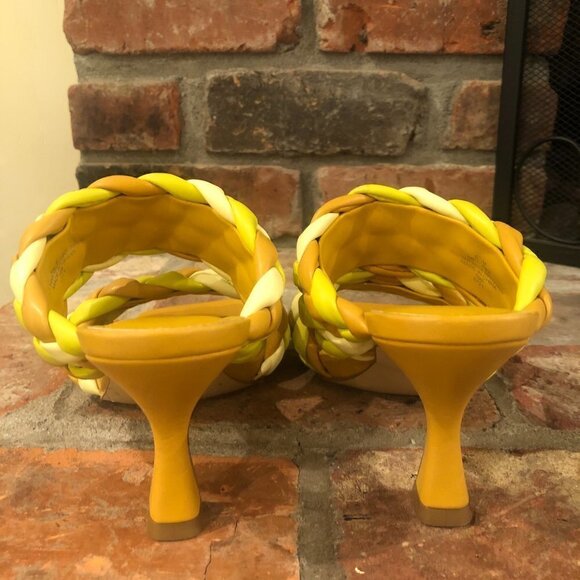 MARC FISHER Toree Puffy Braided Sandals Mules Yellow Size 6.5 M - Picture 5 of 7